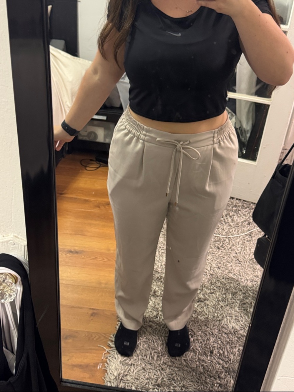 Zara Beige Drawstring Jogger Pants